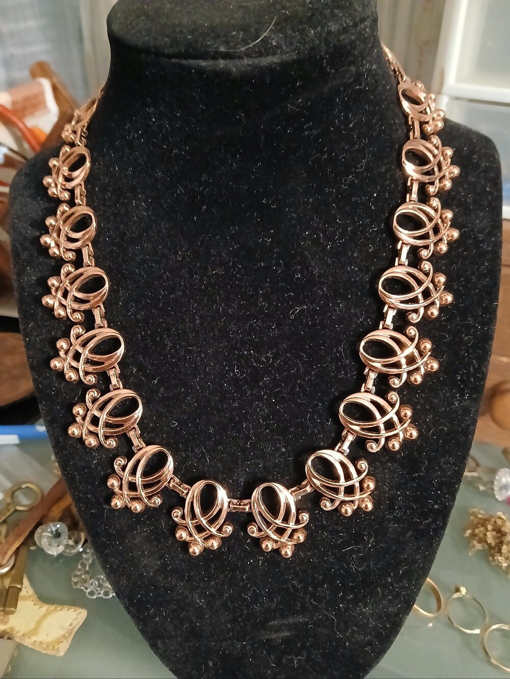 Vintage Copper Scroll Necklace